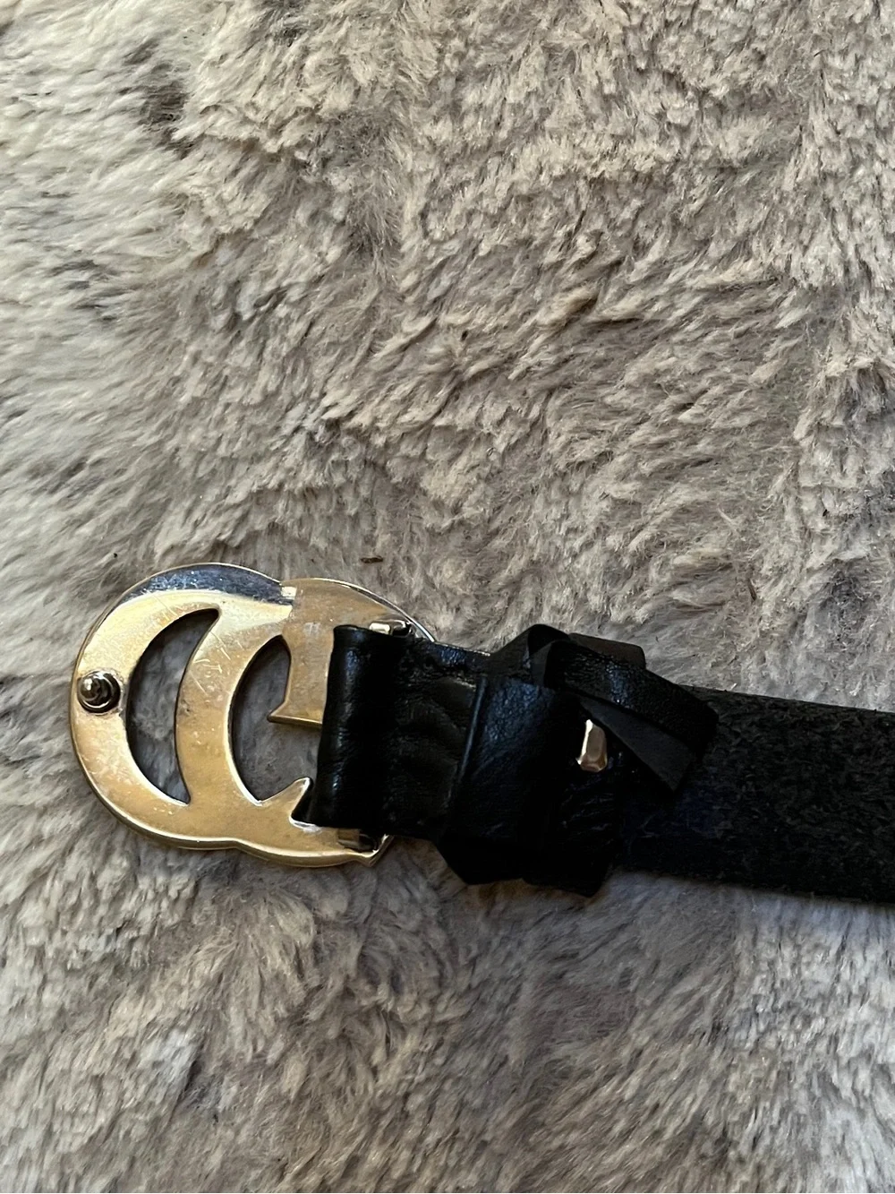 Gucci Black Leather Belt with Silver Double G Buckle